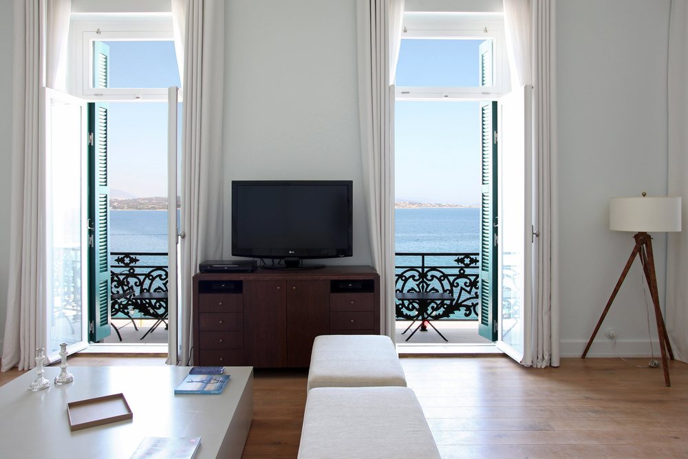 2 Bedroom Apartment — sea-view living room, Poseidonion
